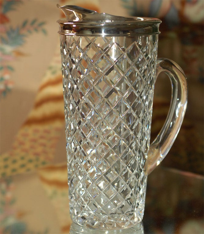 Hawkes Cut Crystal and Sterling Cocktail Pitcher For Sale 1